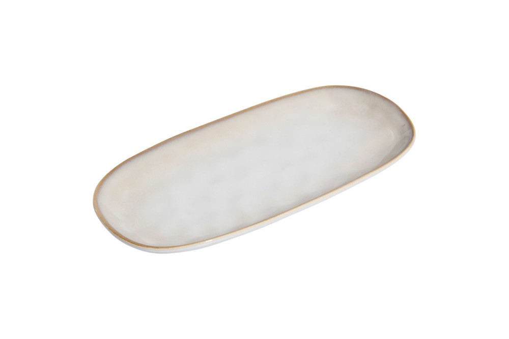 ESTIA ΠΙΑΤΕΛΑ ΟΒΑΛ VIGNETTE STONEWARE 31cm IVORY