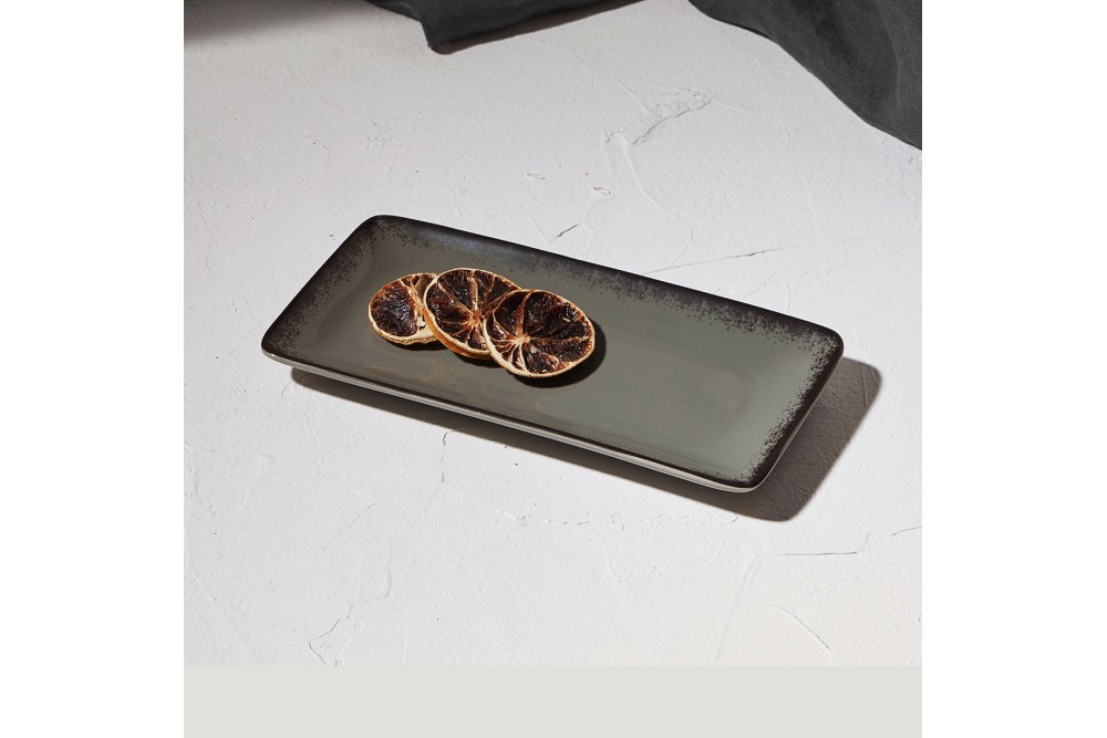 ESTIA ΠΙΑΤΕΛΑ ΟΡΘΟΓΩΝΙΑ PEARL ΠΟΡΣΕΛΑΝΙΝΗ 21x10.5cm GREY