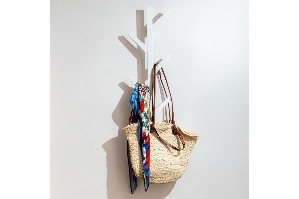 ESTIA ΚΡΕΜΑΣΤΡΑ ΤΟΙΧΟΥ BAMBOO ΚΑΘΕΤΗ 6 ΘΕΣΕΩΝ ΜΕ ΠΛΑΚΕ ΓΑΝΤΖΟΥΣ ΛΕΥΚΗ