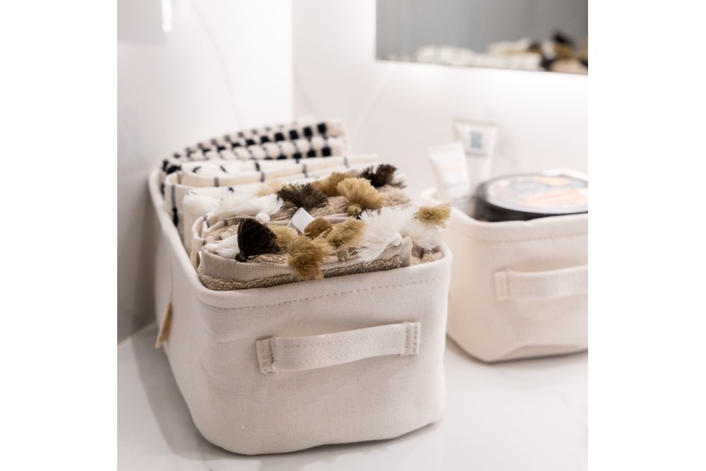 ESTIA ΚΟΥΤΙ ΑΠΟΘΗΚΕΥΣΗΣ & ΟΡΓΑΝΩΣΗΣ IVORY 13.5x12.5x10.5cm ME ΧΕΡΟΥΛΙΑ