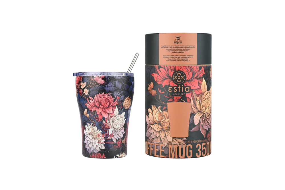 ESTIA ΘΕΡΜΟΣ COFFEE MUG SAVE THE AEGEAN 350ml MIDNIGHT BLOSSOM