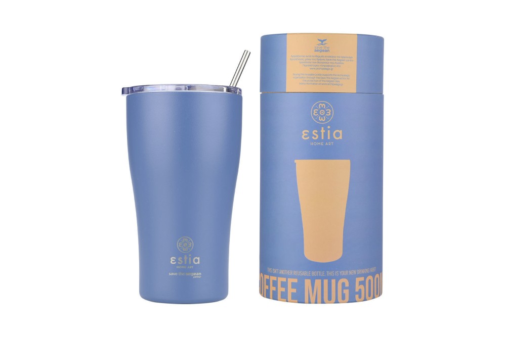 ESTIA ΘΕΡΜΟΣ COFFEE MUG SAVE THE AEGEAN 500ml DENIM BLUE