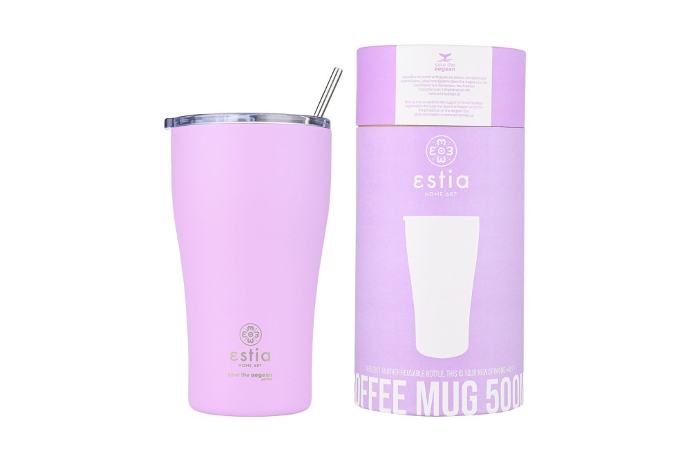 ESTIA ΘΕΡΜΟΣ COFFEE MUG SAVE THE AEGEAN 500ml LAVENDER PURPLE