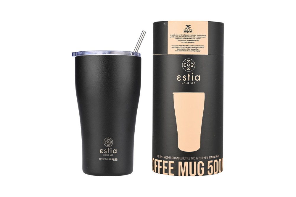 ESTIA ΘΕΡΜΟΣ COFFEE MUG SAVE THE AEGEAN 500ml MIDNIGHT BLACK