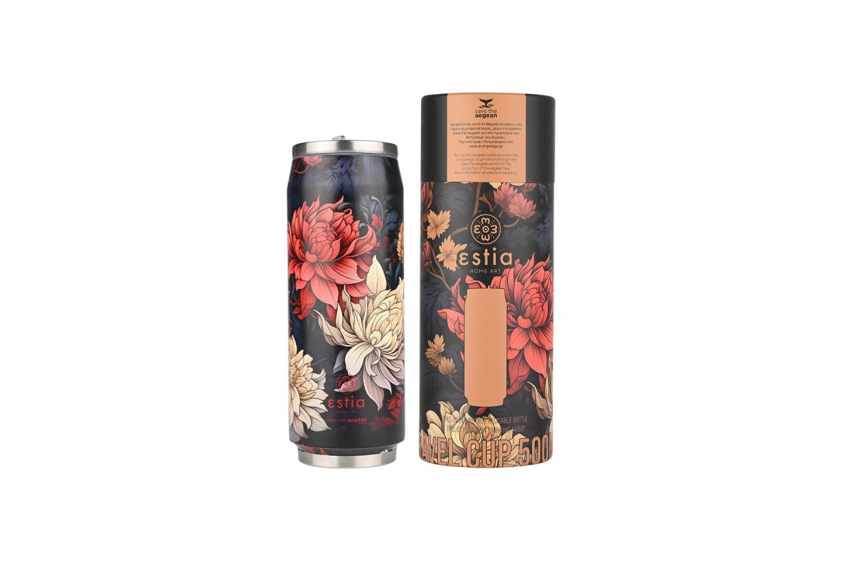 ESTIA ΘΕΡΜΟΣ TRAVEL CUP SAVE THE AEGEAN 500ml MIDNIGHT BLOSSOM