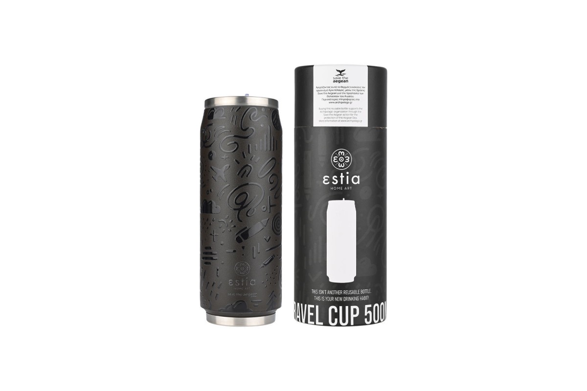 ESTIA ΘΕΡΜΟΣ TRAVEL CUP SAVE THE AEGEAN 500ml NOIR ECHO