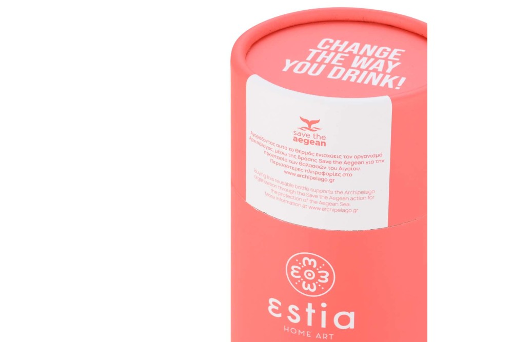 ESTIA ΘΕΡΜΟΣ TRAVEL FLASK SAVE THE AEGEAN 350ml FUSION CORAL