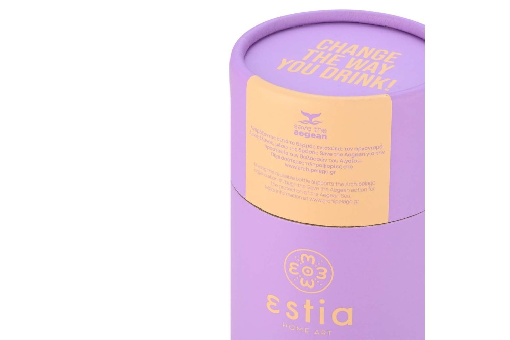 ESTIA ΘΕΡΜΟΣ TRAVEL FLASK SAVE THE AEGEAN 350ml LAVENDER PURPLE