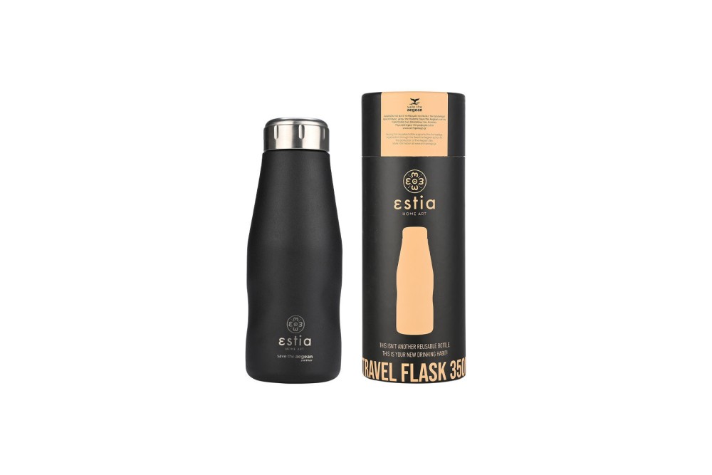 ESTIA ΘΕΡΜΟΣ TRAVEL FLASK SAVE THE AEGEAN 350ml MIDNIGHT BLACK