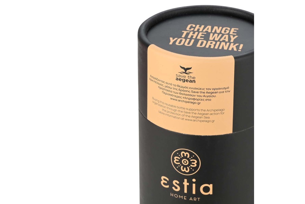 ESTIA ΘΕΡΜΟΣ TRAVEL FLASK SAVE THE AEGEAN 350ml MIDNIGHT BLACK