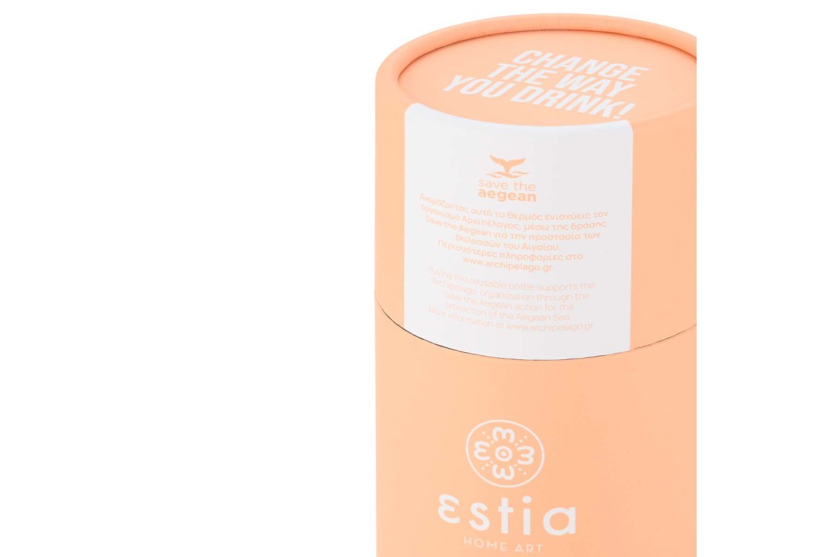 ESTIA ΘΕΡΜΟΣ TRAVEL FLASK SAVE THE AEGEAN 500ml PEACH FUZZ