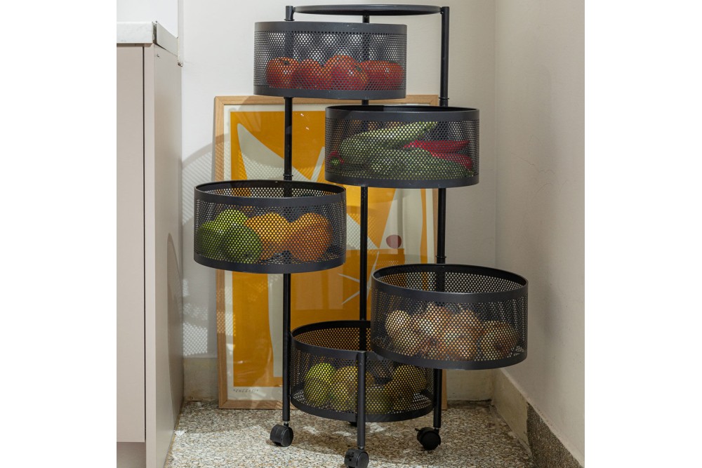 ESTIA ΤΡΟΛΕΪ ΑΠΟΘΗΚΕΥΣΗΣ ΜΕΤΑΛΛΙΚΟ ΜΕ 5 ΣΥΡΤΑΡΙΑ ΜΑΥΡΟ