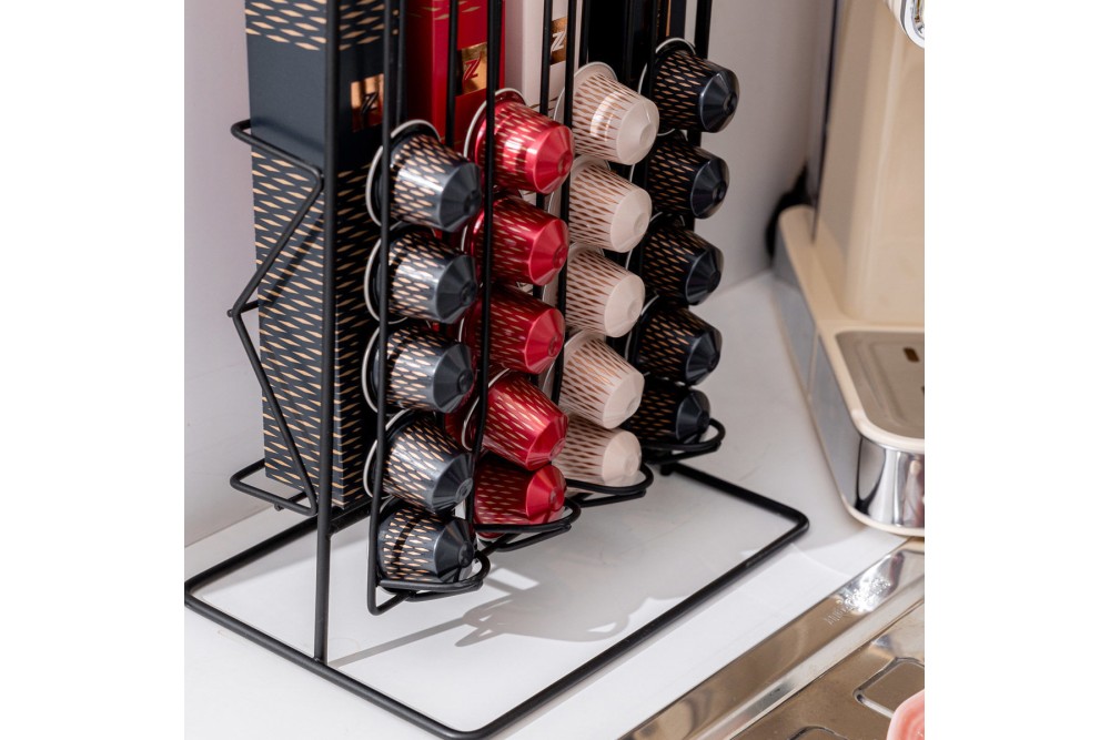 ESTIA ΒΑΣΗ ΓΙΑ ΚΑΨΟΥΛΕΣ & ΣΥΣΚΕΥΑΣΙΕΣ ESPRESSO METAL BLACK ΜΕΤΑΛΛΙΚΗ ΔΙΠΛΗΣ ΟΨΕΩΣ ΜΑΥΡΗ