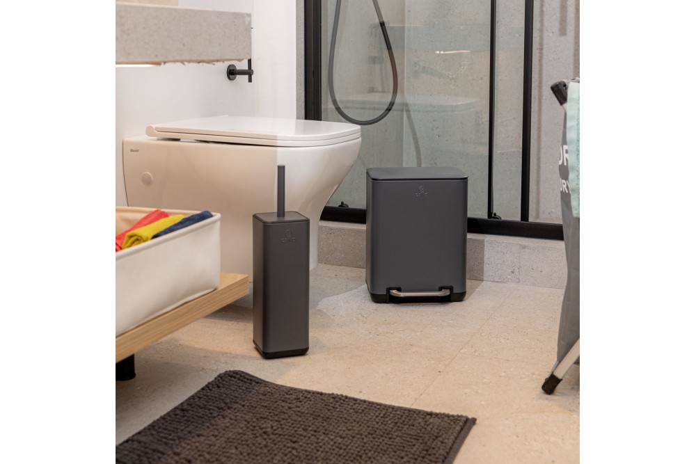 ESTIA ΧΑΡΤΟΔΟΧΕΙΟ ΜΠΑΝΙΟΥ CUBIC SOFT CLOSE 6lt ΓΚΡΙ