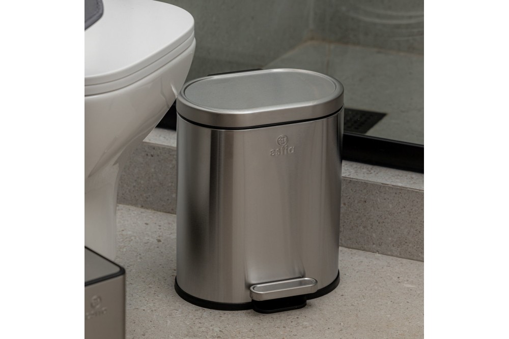 ESTIA ΧΑΡΤΟΔΟΧΕΙΟ ΜΠΑΝΙΟΥ OVOID SOFT CLOSE 6lt ΙΝΟΞ