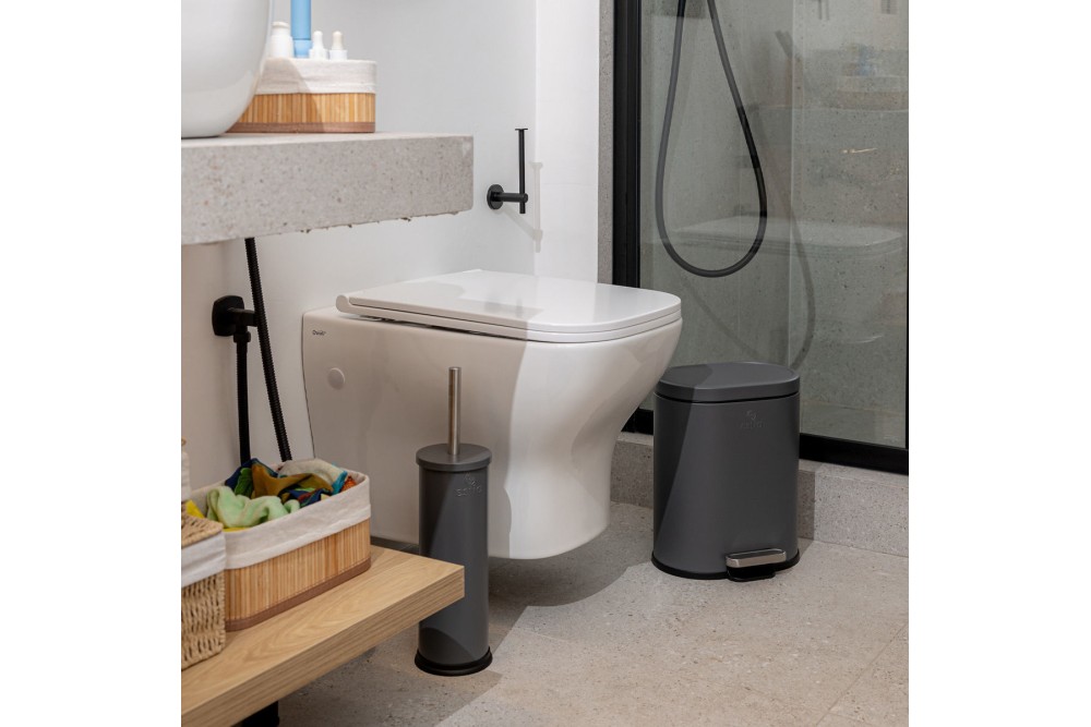 ESTIA ΧΑΡΤΟΔΟΧΕΙΟ ΜΠΑΝΙΟΥ OVOID SOFT CLOSE 6lt ΓΚΡΙ