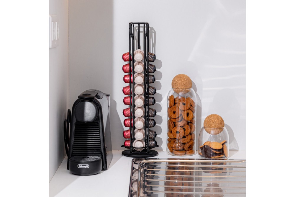 ESTIA ΒΑΣΗ ΓΙΑ ΚΑΨΟΥΛΕΣ ESPRESSO METAL BLACK ΜΕΤΑΛΛΙΚΗ 40 ΘΕΣΕΩΝ ΜΑΥΡΗ