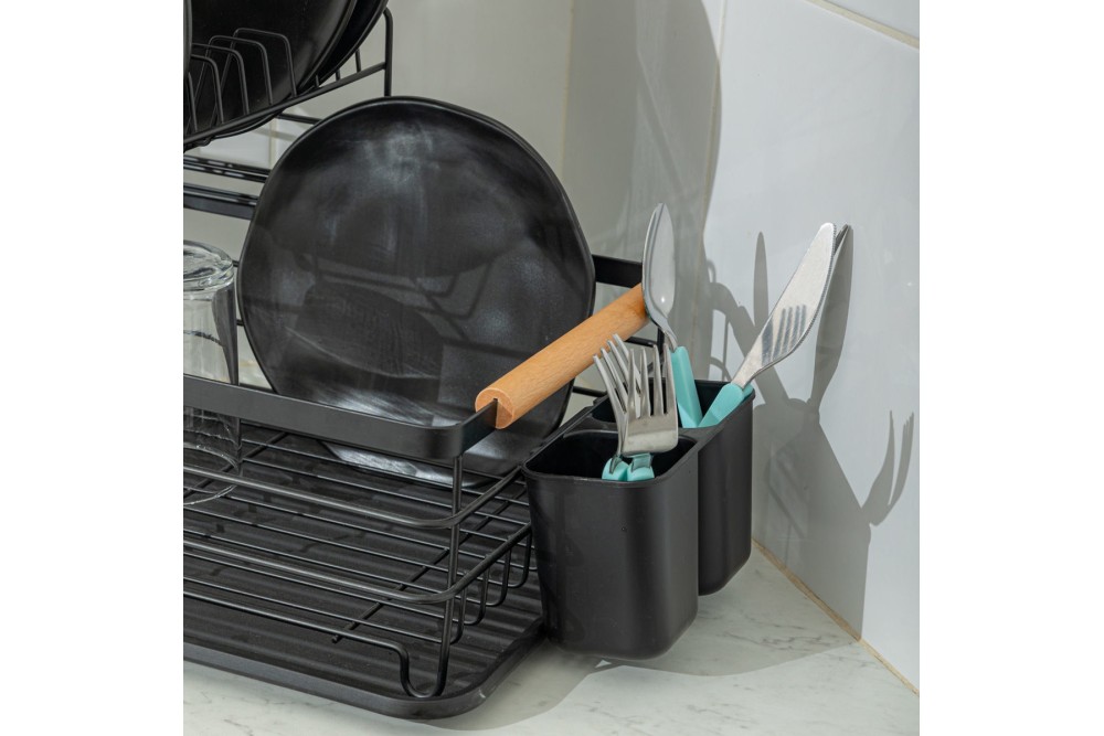 ESTIA ΠΙΑΤΟΘΗΚΗ BAMBOO ESSENTIALS ΔΙΩΡΟΦΗ ΜΕΤΑΛΛΙΚΗ ΜΑΥΡΗ ΜΕ BAMBOO ΛΑΒΕΣ