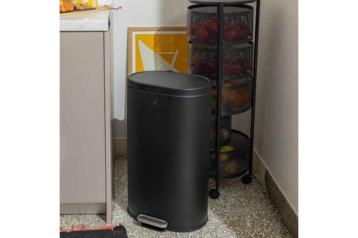 ESTIA ΚΑΔΟΣ ΑΠΟΡΡΙΜΑΤΩΝ OVOID SOFT CLOSE 30lt ΜΑΥΡΟΣ