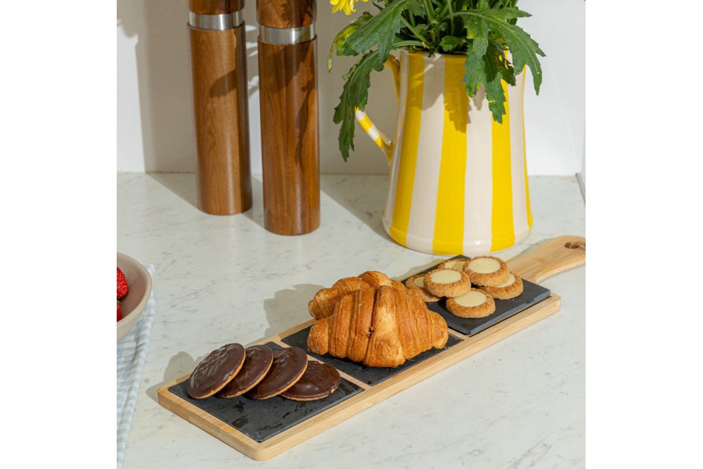 ESTIA ΠΛΑΤΩ ΣΕΡΒΙΡΙΣΜΑΤΟΣ ΣΧΙΣΤΟΛΙΘΟΥ 3 ΘΕΣΕΩΝ ΜΕ ΞΥΛΙΝΗ ΒΑΣΗ 44x12cm