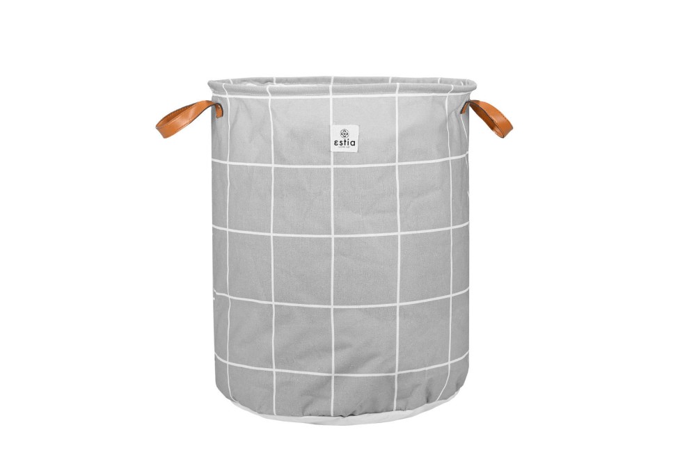 ESTIA ΚΑΛΑΘΙ ΑΠΛΥΤΩΝ CHECKERED 60lt ΠΤΥΣΣΟΜΕΝΟ ΜΕ ΧΕΡΟΥΛΙΑ 40x40x50cm