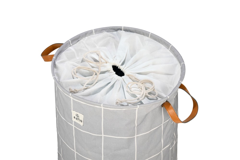 ESTIA ΚΑΛΑΘΙ ΑΠΛΥΤΩΝ CHECKERED 60lt ΠΤΥΣΣΟΜΕΝΟ ΜΕ ΧΕΡΟΥΛΙΑ 40x40x50cm