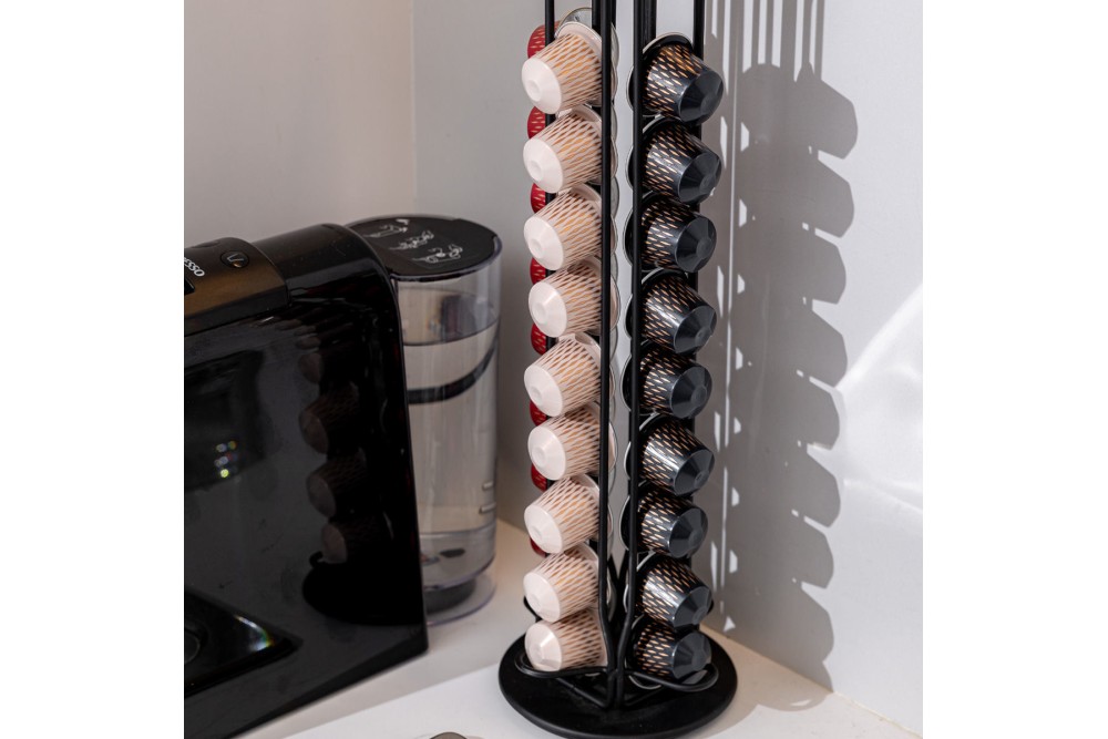 ESTIA ΒΑΣΗ ΓΙΑ ΚΑΨΟΥΛΕΣ ESPRESSO METAL BLACK ΜΕΤΑΛΛΙΚΗ 40 ΘΕΣΕΩΝ ΜΑΥΡΗ