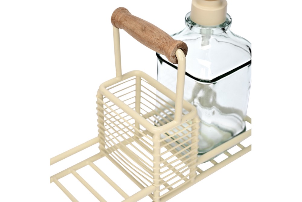 ESTIA ΔΟΧΕΙΑ ΥΓΡΟΥ ΠΙΑΤΩΝ ALLURE 2x300ml ΜΕ ΜΕΤΑΛΛΙΚΗ ΒΑΣΗ & ΘΗΚΗ ΓΙΑ ΣΦΟΥΓΓΑΡΙ IVORY