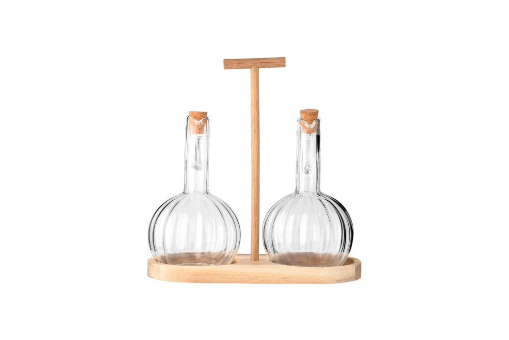 ESTIA ΔΟΧΕΙΑ ΓΙΑ ΛΑΔΙ/ΞΥΔΙ ALLURE ΓΥΑΛΙΝΑ ΣΕΤ 2 TEM ΣΕ ΞΥΛΙΝΗ ΒΑΣΗ