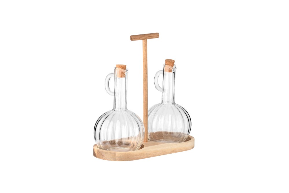 ESTIA ΔΟΧΕΙΑ ΓΙΑ ΛΑΔΙ/ΞΥΔΙ ALLURE ΓΥΑΛΙΝΑ ΣΕΤ 2 TEM ΣΕ ΞΥΛΙΝΗ ΒΑΣΗ