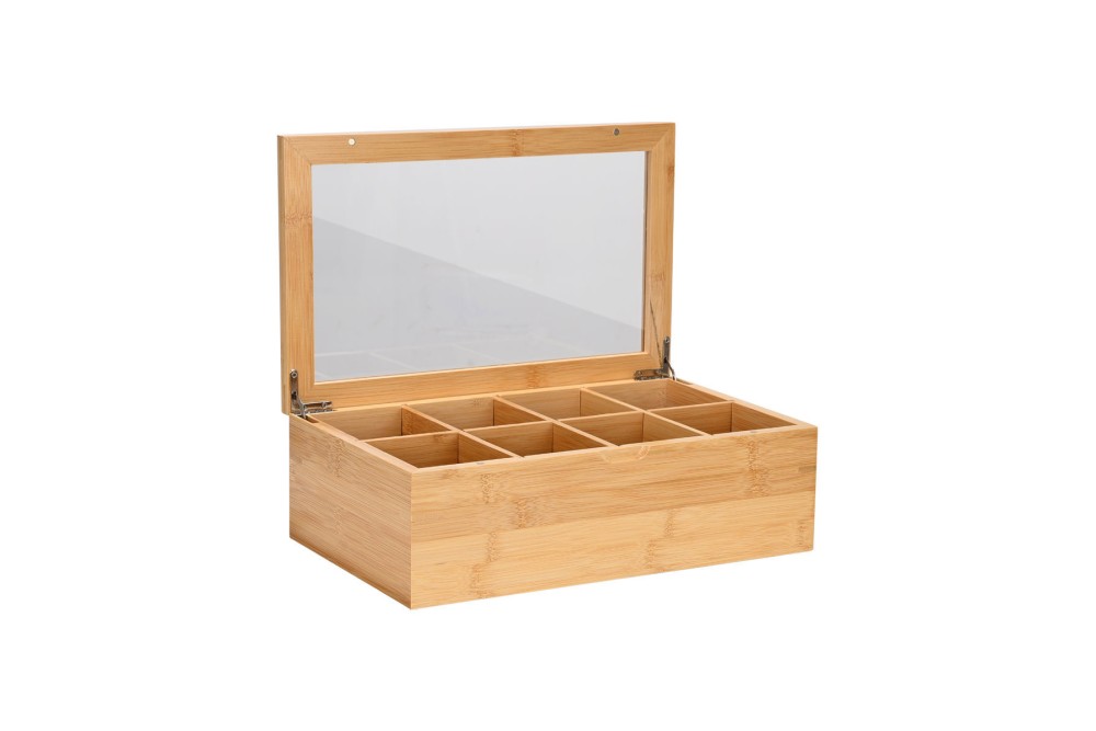 ESTIA ΚΟΥΤΙ ΑΠΟΘΗΚΕΥΣΗΣ ΒΑΜΒΟΟ 8 ΘΗΚΕΣ 31x19x9cm ΜΕ ΚΑΠΑΚΙ