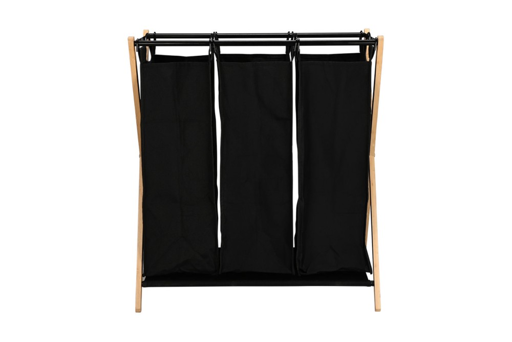 ESTIA ΚΑΛΑΘΙ ΑΠΛΥΤΩΝ BAMBOO ESSENTIALS 102lt 3 ΘΕΣΕΩΝ 68x40x76cm ΜΑΥΡΟ