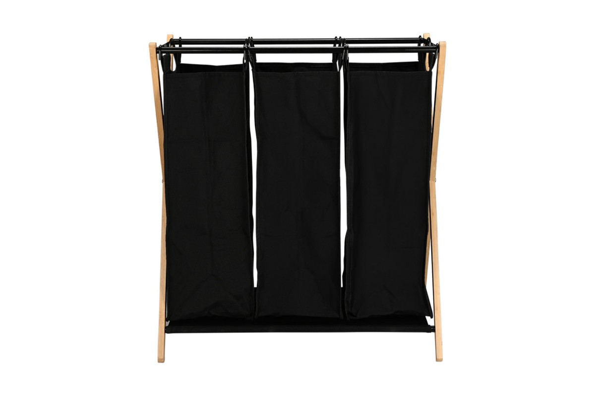 ESTIA ΚΑΛΑΘΙ ΑΠΛΥΤΩΝ BAMBOO ESSENTIALS 102lt 3 ΘΕΣΕΩΝ 68x40x76cm ΜΑΥΡΟ