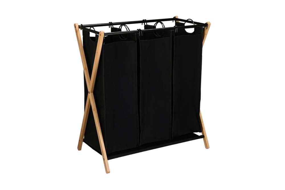ESTIA ΚΑΛΑΘΙ ΑΠΛΥΤΩΝ BAMBOO ESSENTIALS 102lt 3 ΘΕΣΕΩΝ 68x40x76cm ΜΑΥΡΟ