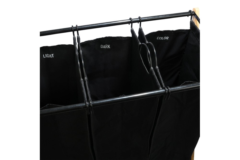 ESTIA ΚΑΛΑΘΙ ΑΠΛΥΤΩΝ BAMBOO ESSENTIALS 102lt 3 ΘΕΣΕΩΝ 68x40x76cm ΜΑΥΡΟ