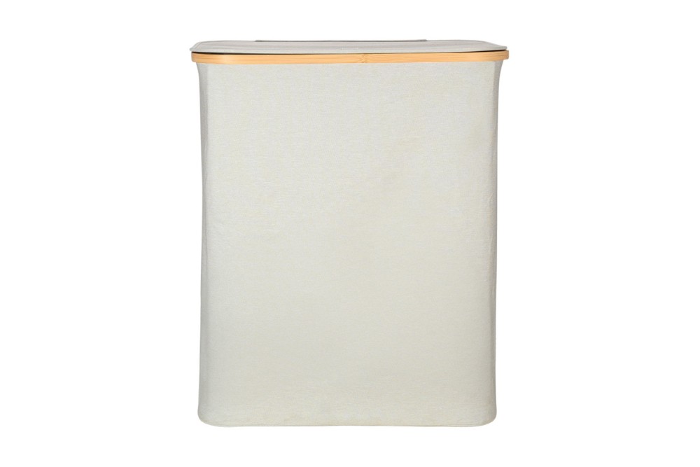 ESTIA ΚΑΛΑΘΙ ΑΠΛΥΤΩΝ BAMBOO ESSENTIALS 144lt ΜΕ ΚΑΠΑΚΙ ΚΑΙ 2 MESH BAGS 56x37x68cm ΓΚΡΙ