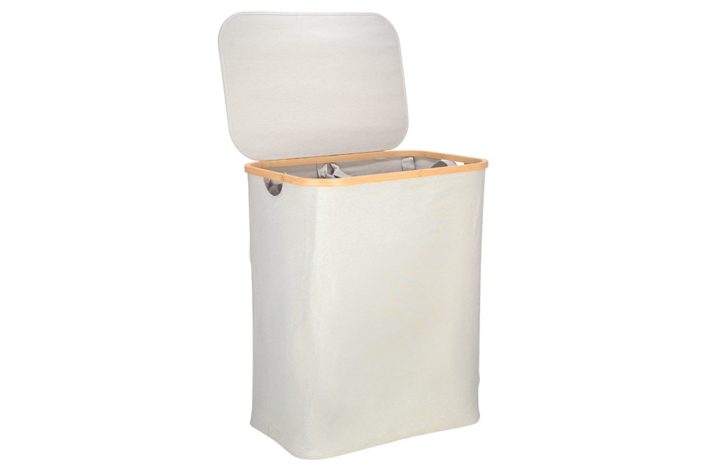 ESTIA ΚΑΛΑΘΙ ΑΠΛΥΤΩΝ BAMBOO ESSENTIALS 144lt ΜΕ ΚΑΠΑΚΙ ΚΑΙ 2 MESH BAGS 56x37x68cm ΓΚΡΙ