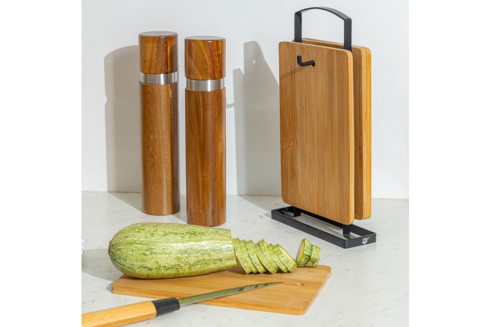 ESTIA ΣΕΤ ΕΠΙΦΑΝΕΙΕΣ ΚΟΠΗΣ BAMBOO ESSENTIALS 5 ΤΕΜ ΜΕ ΒΑΣΗ ΜΕΤΑΛΛΙΚΗ