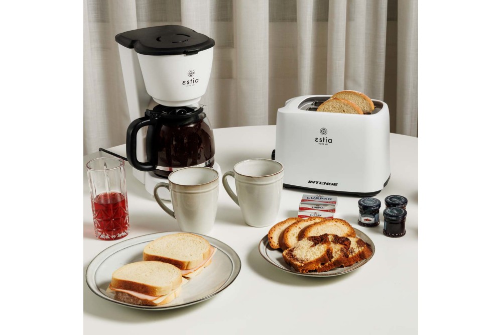 ESTIA ΚΑΦΕΤΙΕΡΑ ΦΙΛΤΡΟΥ INTENSE LUMINUS ΠΛΑΣΤΙΚΗ 1000w ΜΕ ΓΥΑΛΙΝΗ ΚΑΝΑΤΑ 1.25lt ΜΑΤ