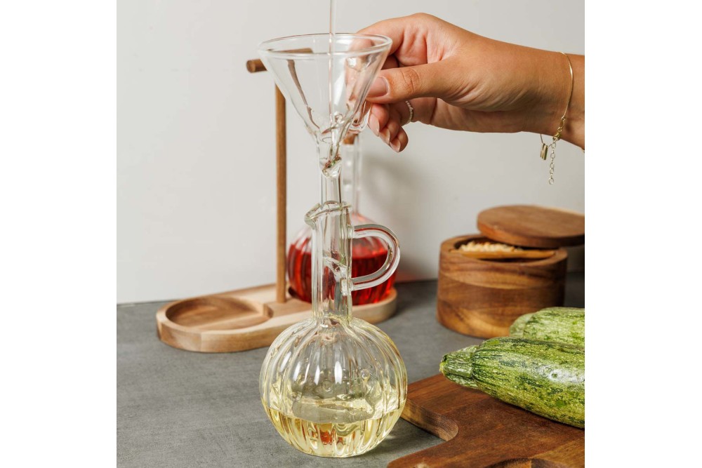 ESTIA ΔΟΧΕΙΑ ΓΙΑ ΛΑΔΙ/ΞΥΔΙ ALLURE ΓΥΑΛΙΝΑ ΣΕΤ 2 TEM ΣΕ ΞΥΛΙΝΗ ΒΑΣΗ