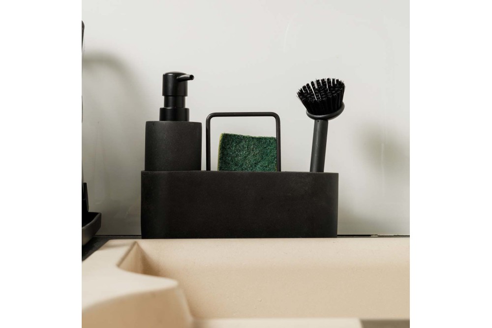 ESTIA ΔΟΧΕΙΟ ΥΓΡΟΥ ΠΙΑΤΩΝ ΜΕ ΒΟΥΡΤΣΑ ΚΑΘΑΡΙΣΜΟΥ & ΘΗΚΗ ΓΙΑ ΣΦΟΥΓΓΑΡΙ ΜΑΥΡΟ