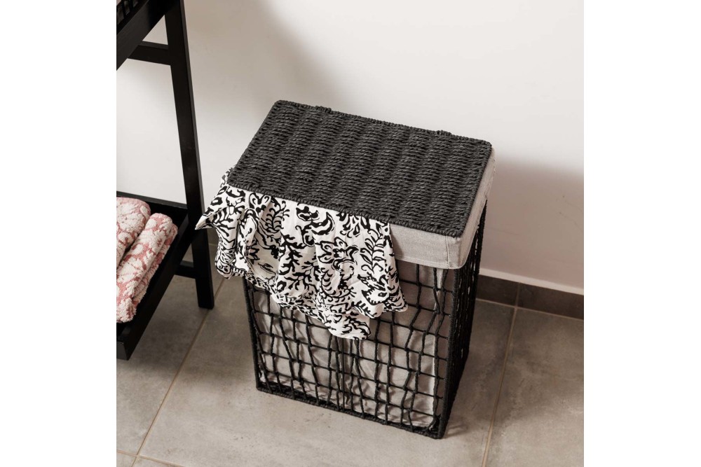 ESTIA ΚΑΛΑΘΙ ΑΠΛΥΤΩΝ NEST 37x22x55cm 2 ΘΕΣΕΩΝ ΜΑΥΡΟ