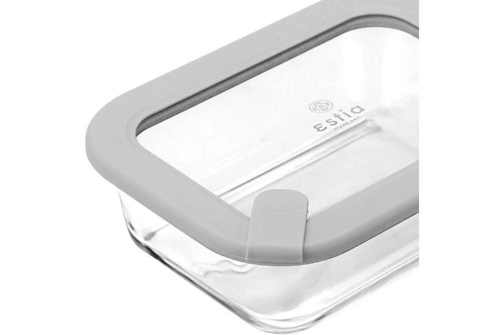 ESTIA ΦΑΓΗΤΟΔΟΧΕΙΟ COLORSEAL ΓΥΑΛΙΝΟ 640ml 18.9x14.5x6.7 ΜΕ ΚΑΠΑΚΙ ΣΙΛΙΚΟΝΗΣ ΓΚΡΙ