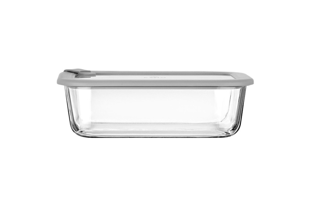 ESTIA ΦΑΓΗΤΟΔΟΧΕΙΟ COLORSEAL ΓΥΑΛΙΝΟ 1520ml 23.5x17.8x7.6cm ΜΕ ΚΑΠΑΚΙ ΣΙΛΙΚΟΝΗΣ ΓΚΡΙ