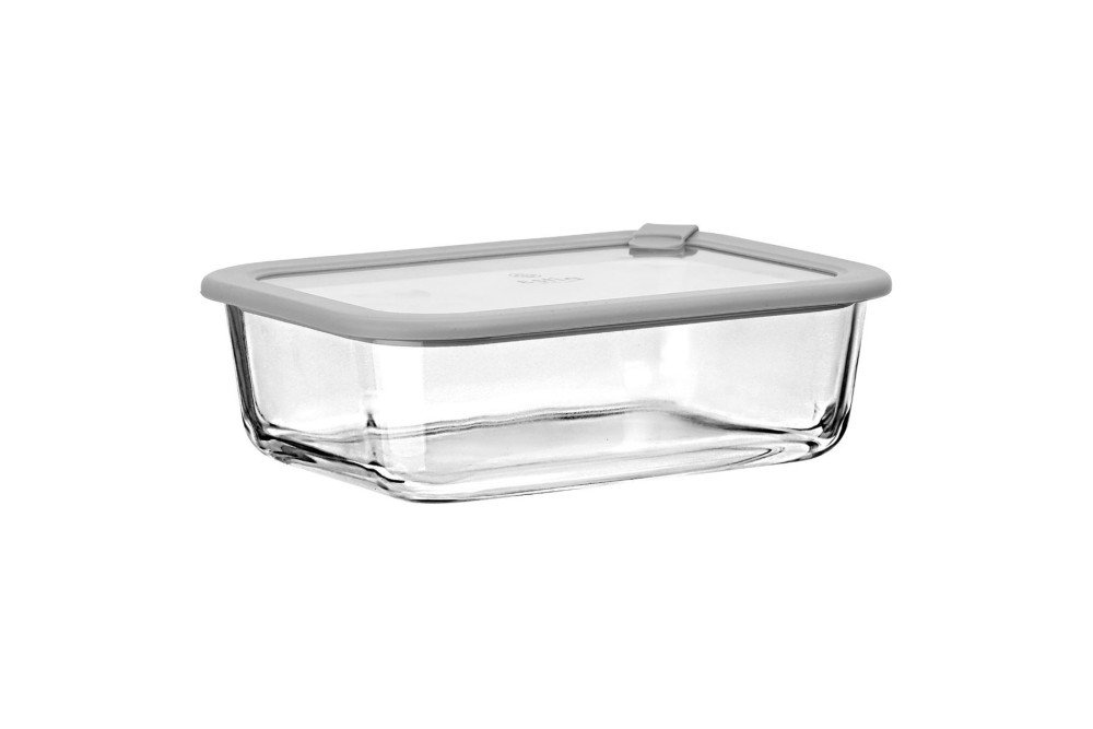 ESTIA ΦΑΓΗΤΟΔΟΧΕΙΟ COLORSEAL ΓΥΑΛΙΝΟ 1520ml 23.5x17.8x7.6cm ΜΕ ΚΑΠΑΚΙ ΣΙΛΙΚΟΝΗΣ ΓΚΡΙ