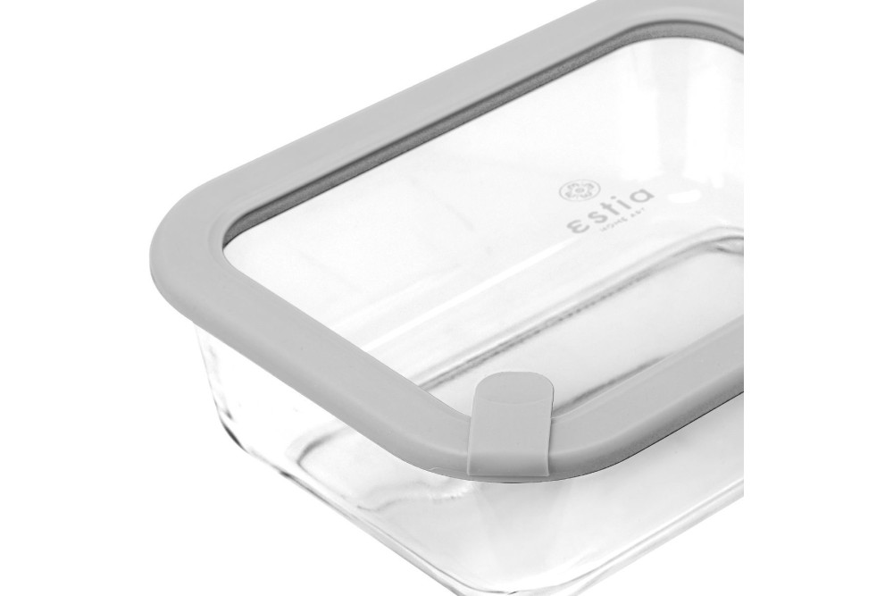 ESTIA ΦΑΓΗΤΟΔΟΧΕΙΟ COLORSEAL ΓΥΑΛΙΝΟ 1520ml 23.5x17.8x7.6cm ΜΕ ΚΑΠΑΚΙ ΣΙΛΙΚΟΝΗΣ ΓΚΡΙ