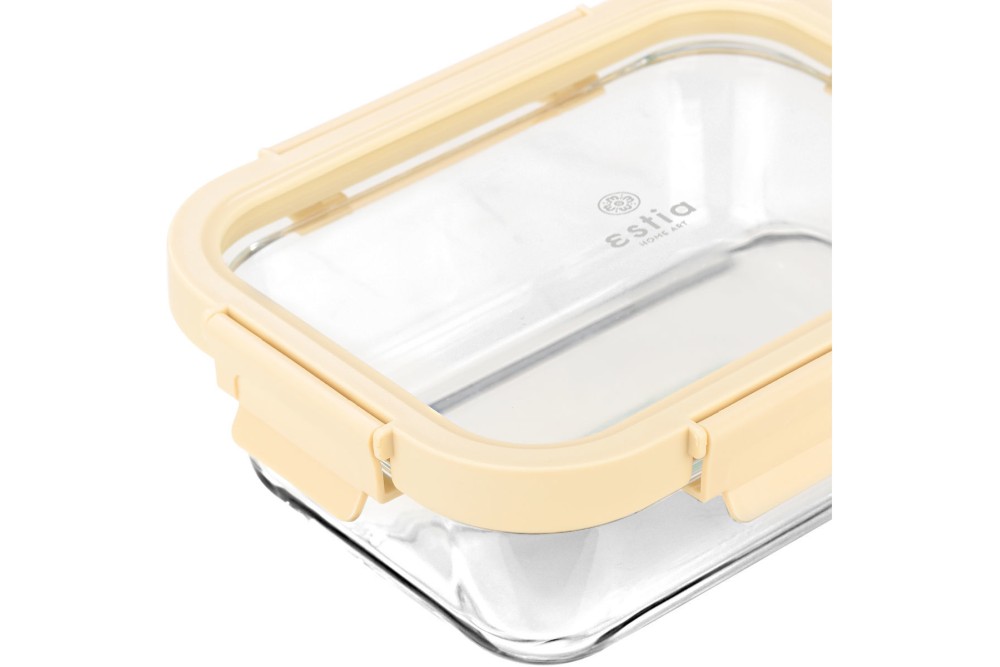 ESTIA ΦΑΓΗΤΟΔΟΧΕΙΟ CLICK&SEAL ΓΥΑΛΙΝΟ 1050ml 21.6x16.5x7.4cm ΜΕ ΚΑΠΑΚΙ ΠΛΑΣΤΙΚΟ IVORY
