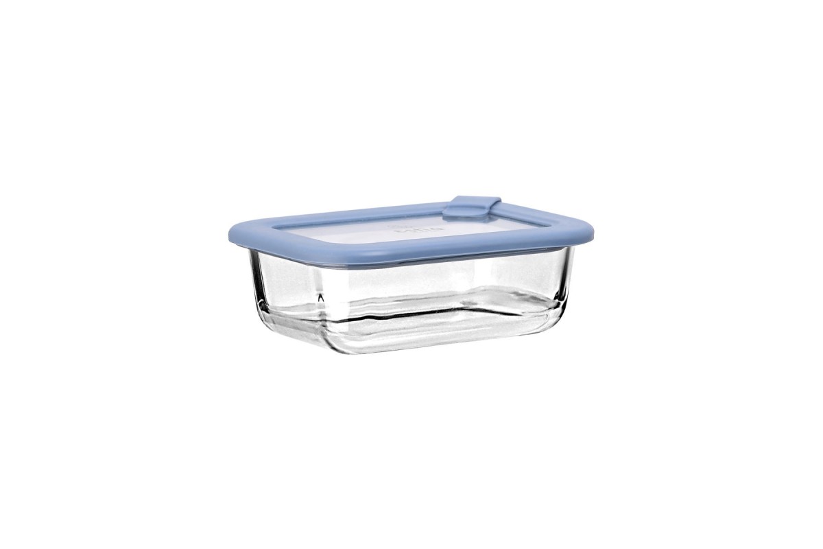 ESTIA ΦΑΓΗΤΟΔΟΧΕΙΟ COLORSEAL ΓΥΑΛΙΝΟ 370ml 16.3x12.3x6.2cm ΜΕ ΚΑΠΑΚΙ ΣΙΛΙΚΟΝΗΣ ΜΠΛΕ