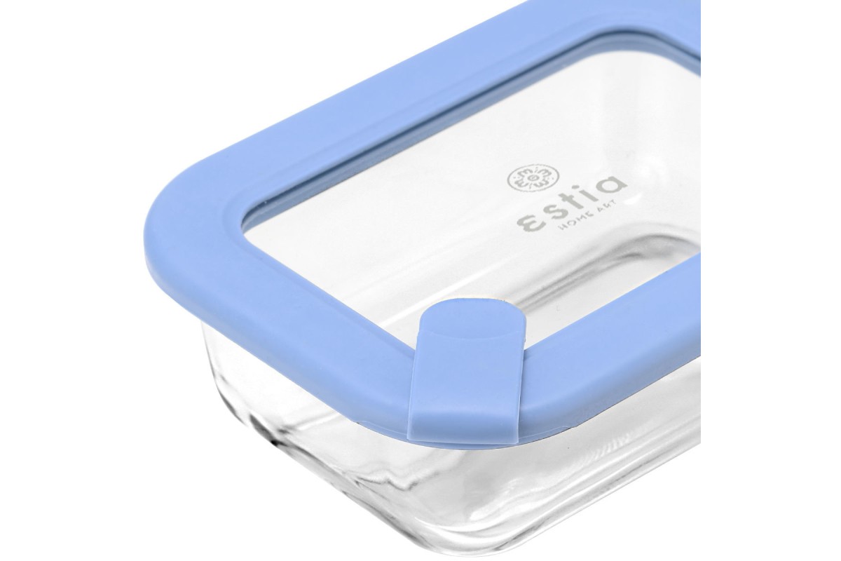 ESTIA ΦΑΓΗΤΟΔΟΧΕΙΟ COLORSEAL ΓΥΑΛΙΝΟ 370ml 16.3x12.3x6.2cm ΜΕ ΚΑΠΑΚΙ ΣΙΛΙΚΟΝΗΣ ΜΠΛΕ
