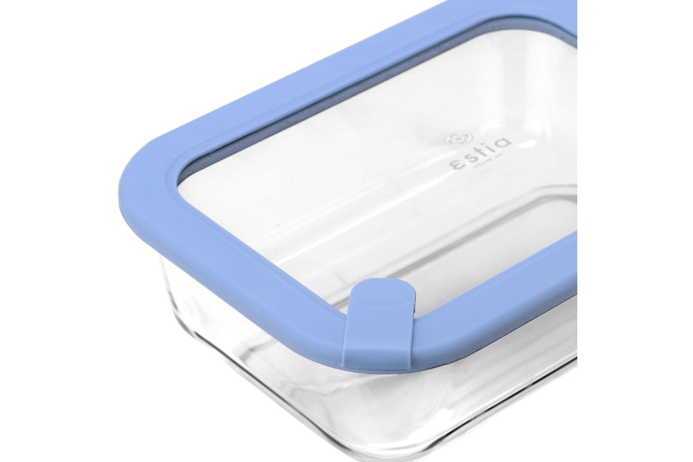 ESTIA ΦΑΓΗΤΟΔΟΧΕΙΟ COLORSEAL ΓΥΑΛΙΝΟ 1050ml 21.6x16.5x7.4cm ΜΕ ΚΑΠΑΚΙ ΣΙΛΙΚΟΝΗΣ ΜΠΛΕ
